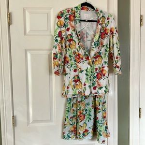 Floral suit (3/4 length blazer and long flowy skirt) size XS